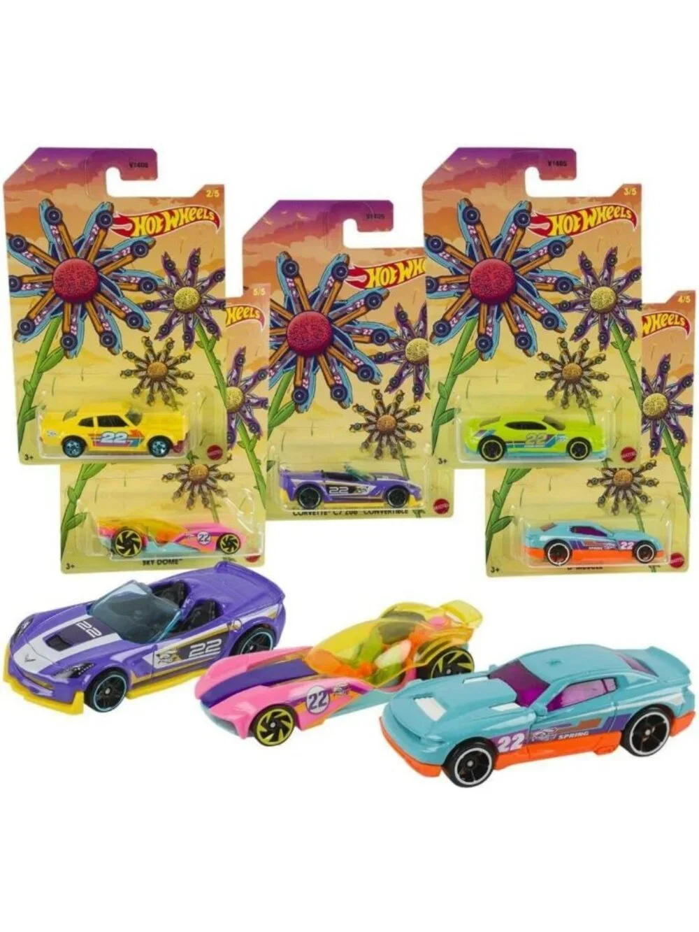Complete Set of 5 Diecast Vehicles - 2022 Easter Spring Hot Wheels Collection